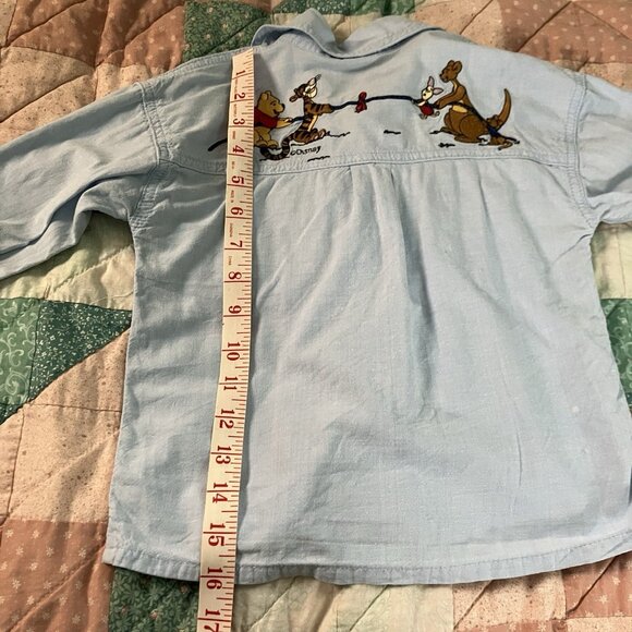 Vintage Winnie the Pooh Button Up Shirt Blue Cotton Embroidered Infant Baby - Picture 8 of 8